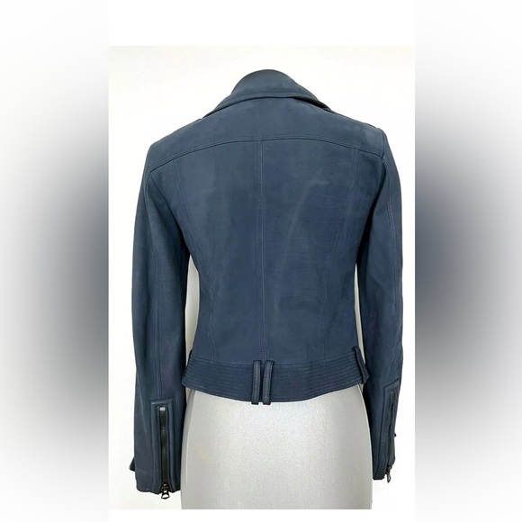 Burberry blue leather biker jacket - Picture 6 of 12